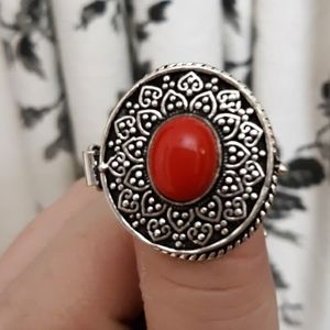 New Coral 925 Silver Poison Ring.